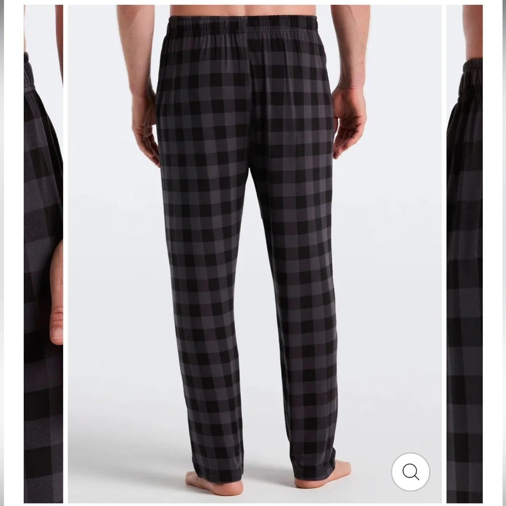 NWT Perry Ellis Portfolio Deluxe Touch Black Gray Plaid Pajama Lounge Pants L - Picture 9 of 9